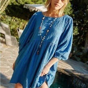 Free People Beach 💙 Get Obsessed Balloon Puff Sleeve Mini Dress